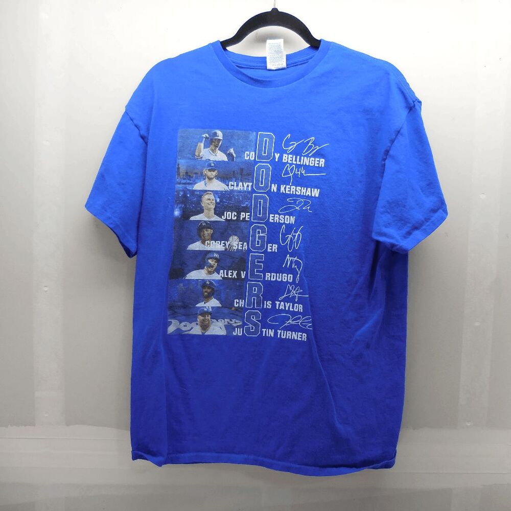 Los Angeles Dodgers Team Players Names And Signatures Shirt Mens Large Blue